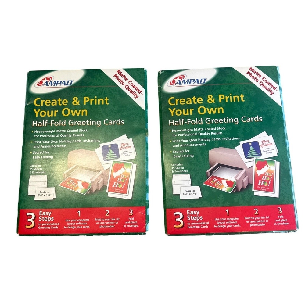 Ampad Create Your Own Half-Fold Greeting Cards w/Envelopes 2 Packages NEW 2001